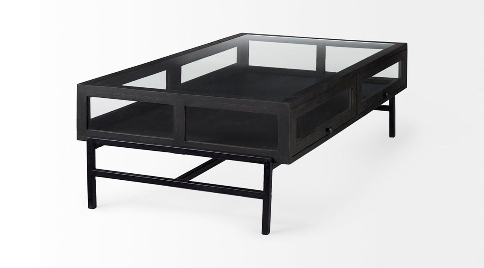 Arelius Dark Brown Wood W/Black Metal Frame Coffee Table - Image 8