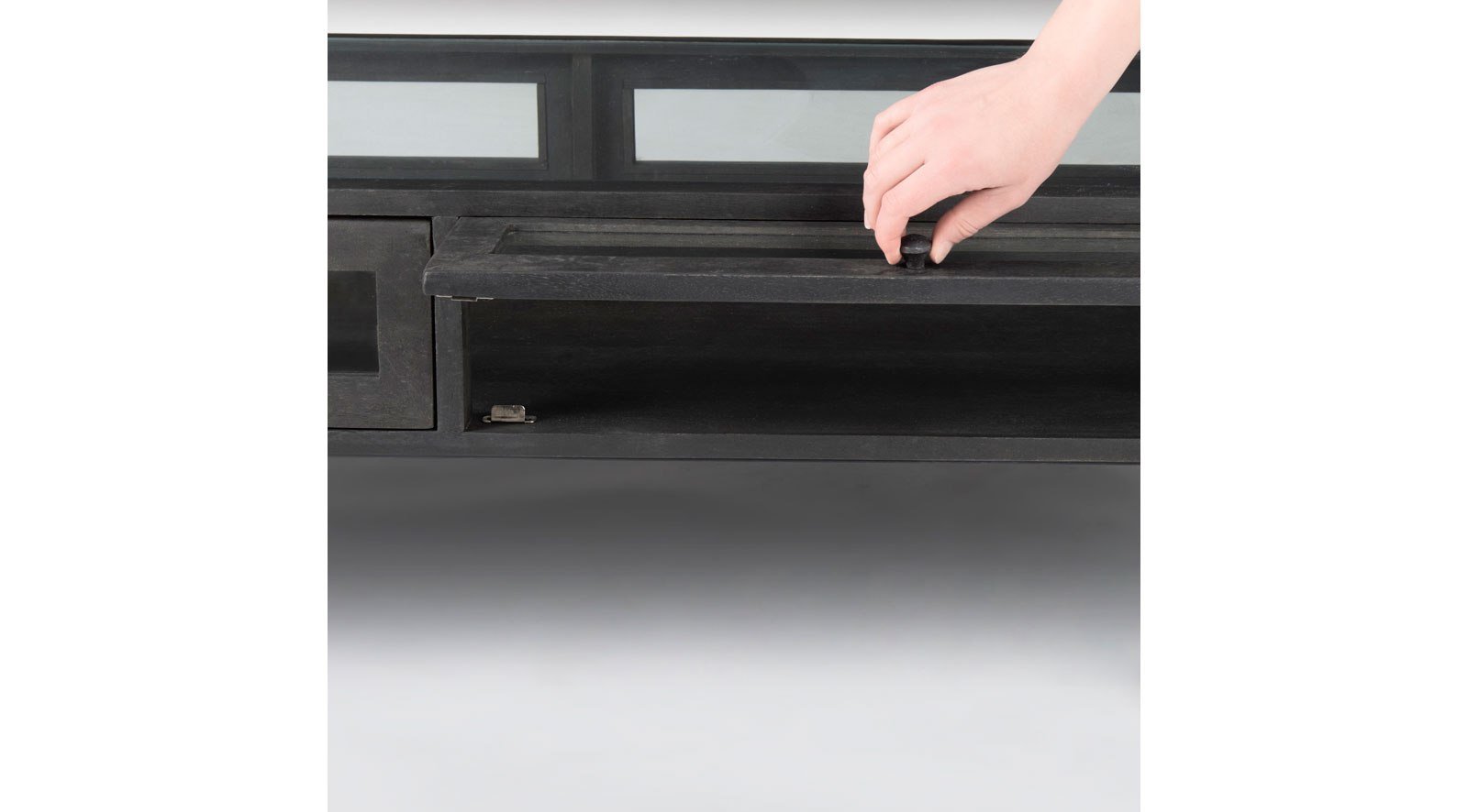 Arelius Dark Brown Wood W/Black Metal Frame Coffee Table - Image 6