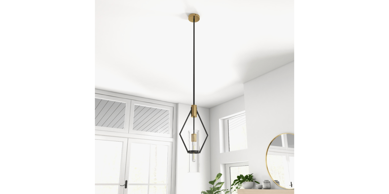 Eliana Pendant, Black And Brass - Image 10