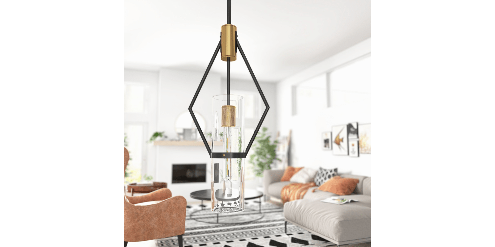 Eliana Pendant, Black And Brass - Image 9