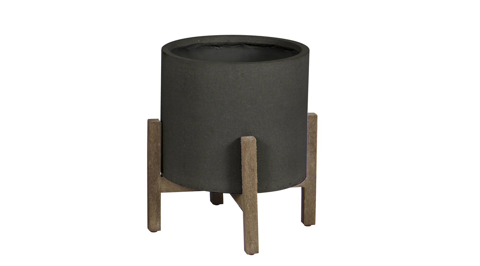 Patio Round Standing Pot Small - Black Stone