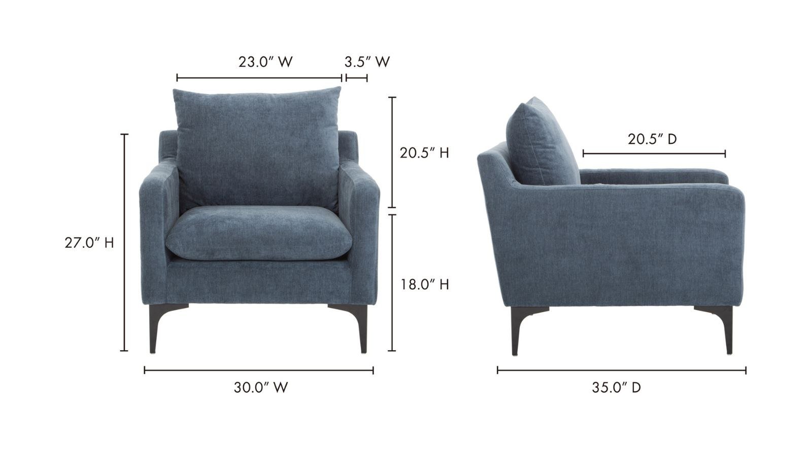 Paris Armchair- Blue - Image 2
