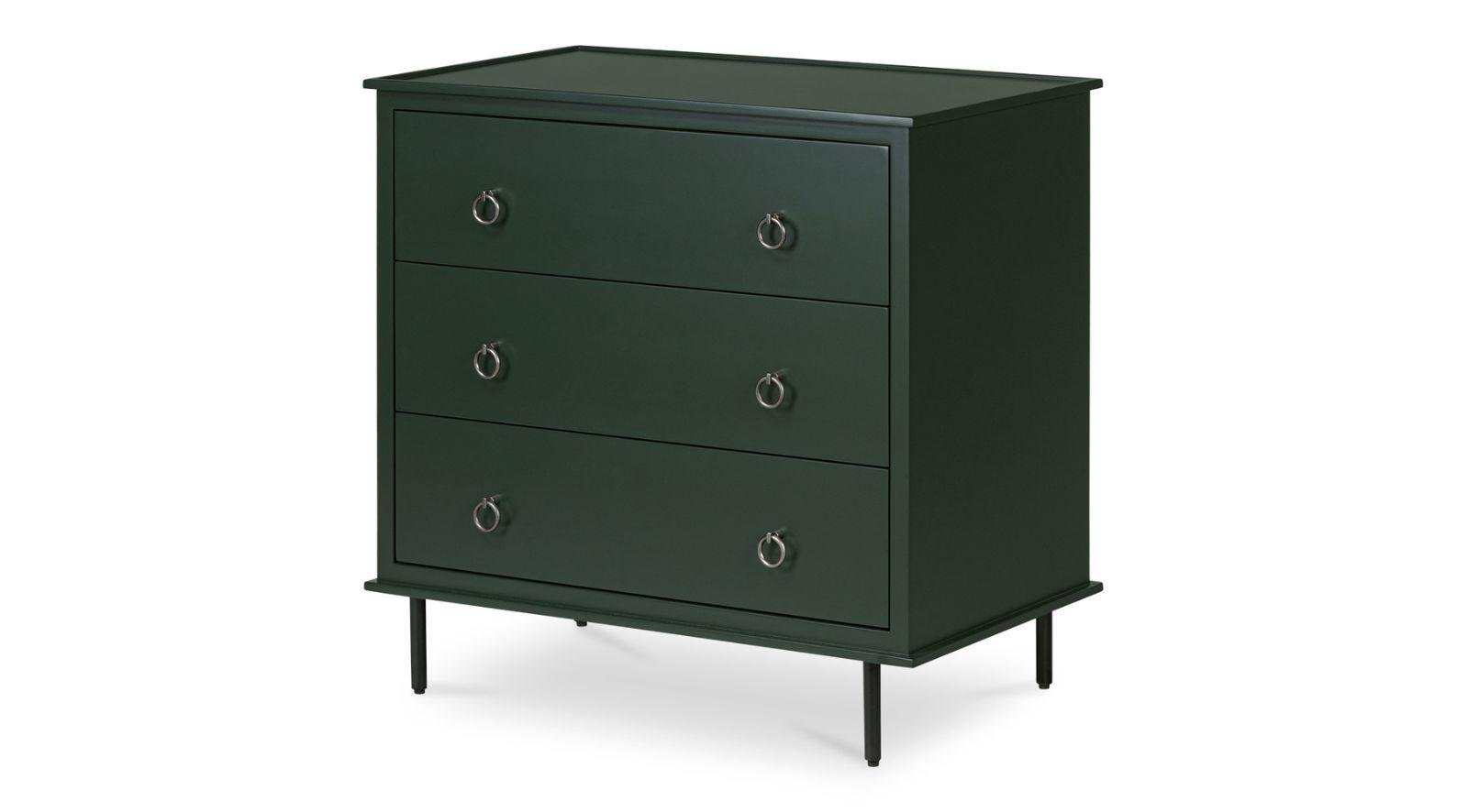 Reagan 3 Drawer Nightstand- Deep Green