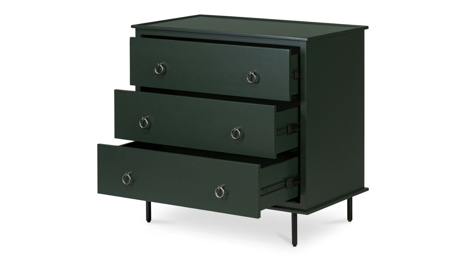 Reagan 3 Drawer Nightstand- Deep Green - Image 5