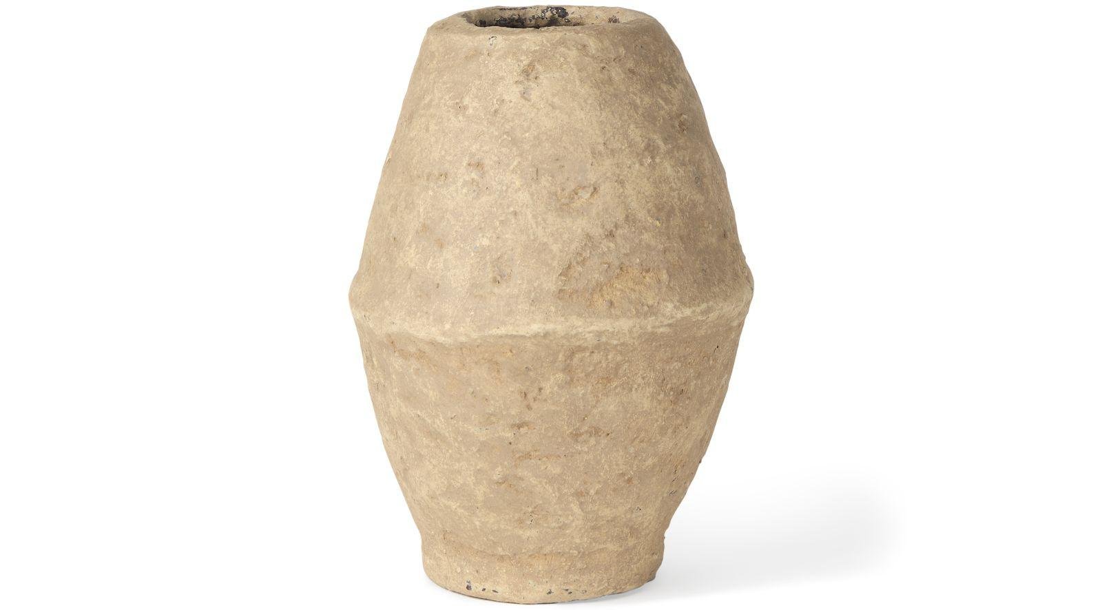 Rundal Beige Paper Mache Vase-Small