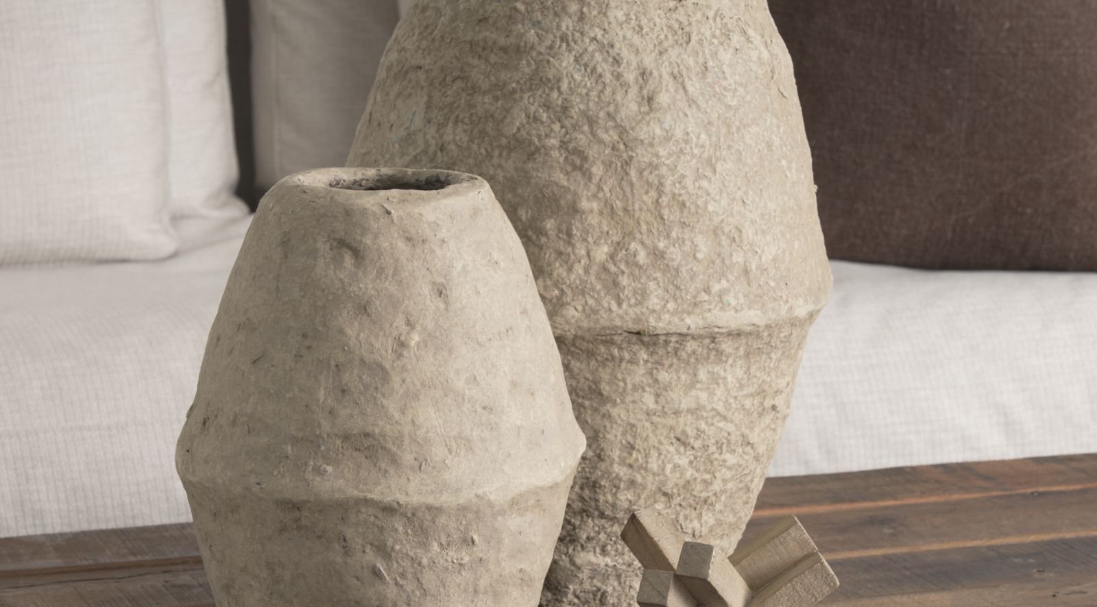Rundal Beige Paper Mache Vase-Small - Image 8