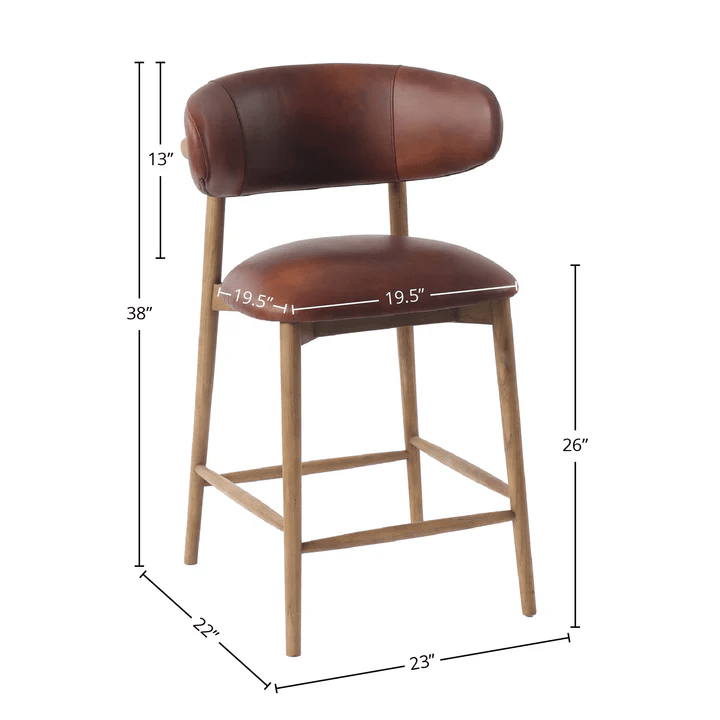 Windsor Counter stool- Tobacco Leather - Image 4