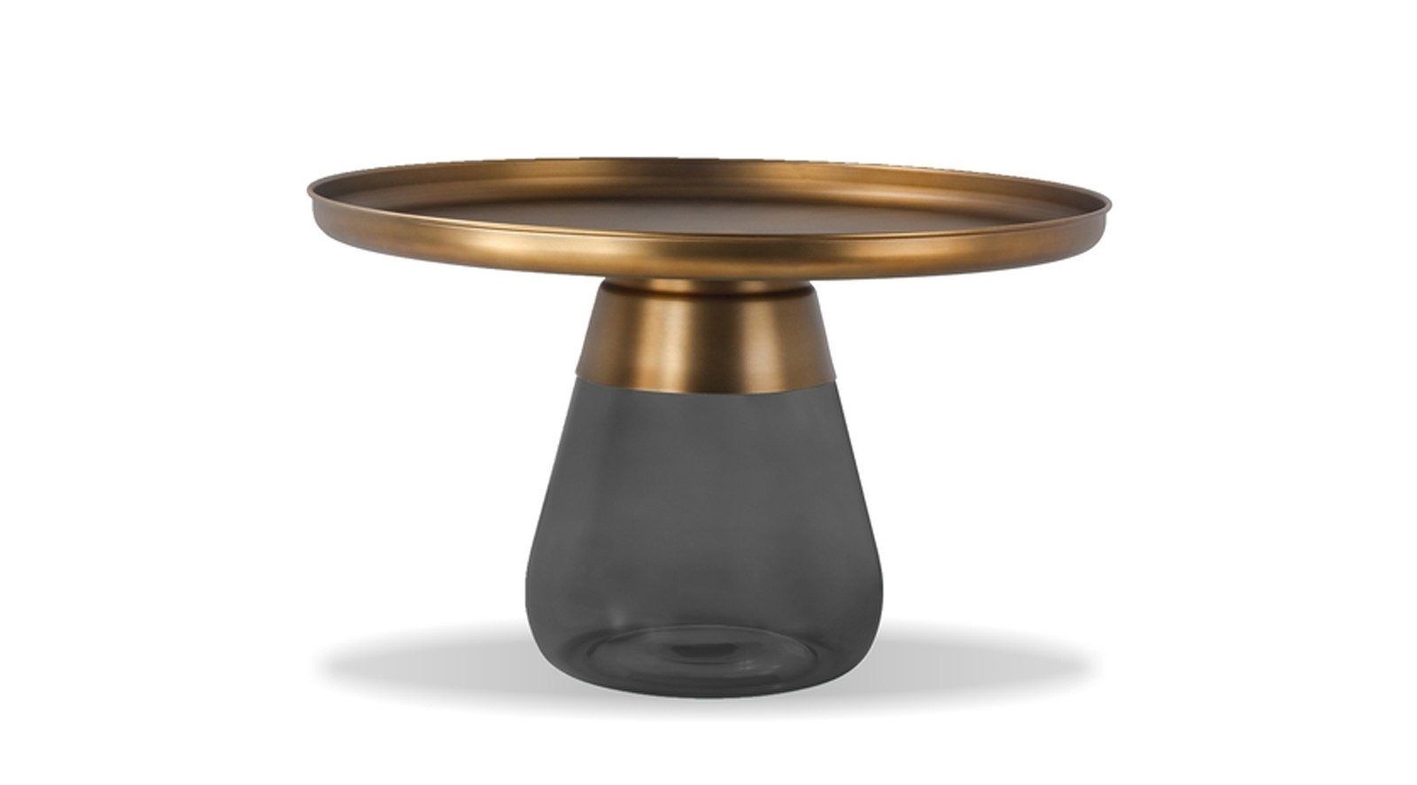 Duverre Coffee Table-antique Brass / Smoke Grey Glass Base
