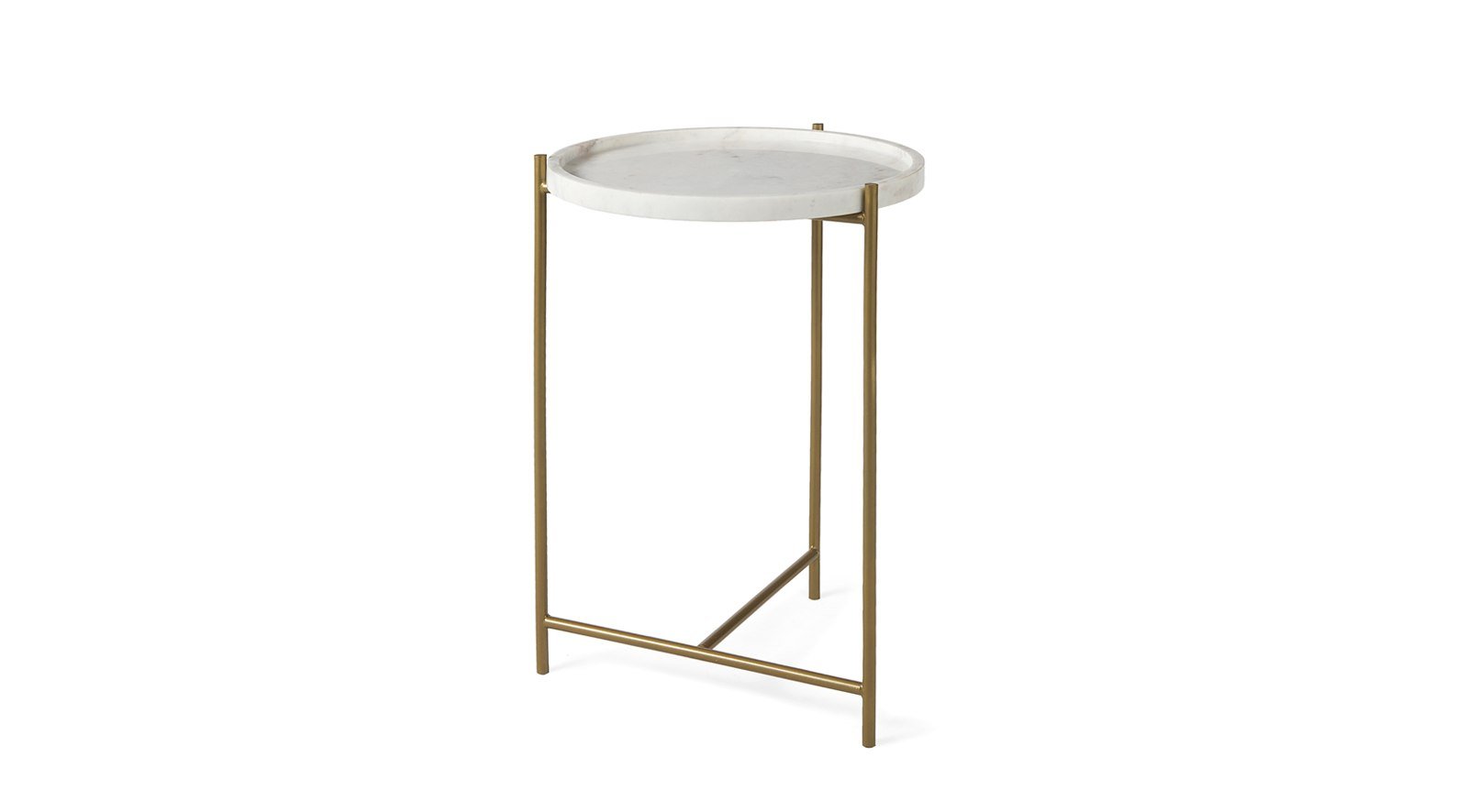 Stella 17L x 17W White Round Marble Top W/Gold Base Accent Table