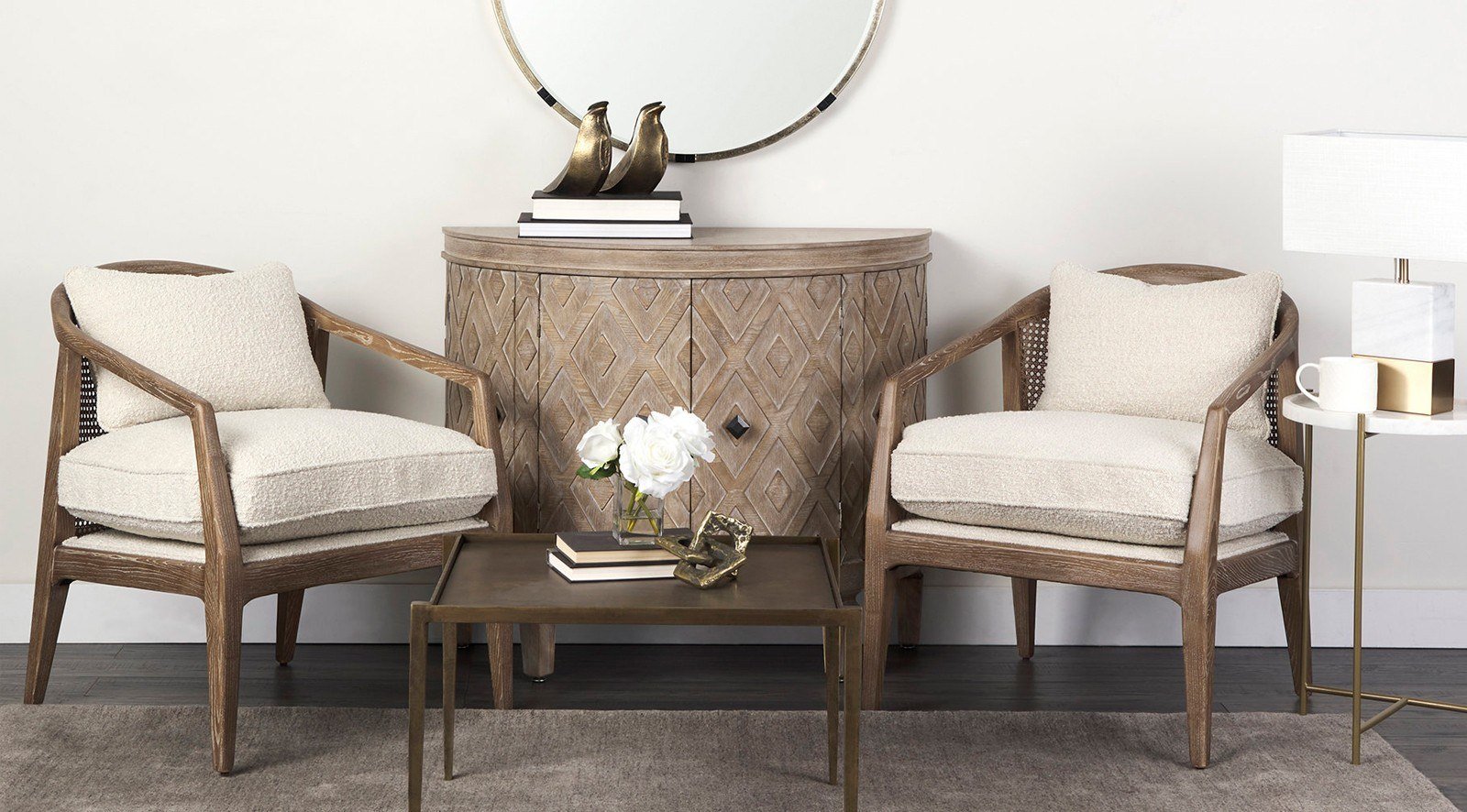 Stella 17L x 17W White Round Marble Top W/Gold Base Accent Table - Image 11