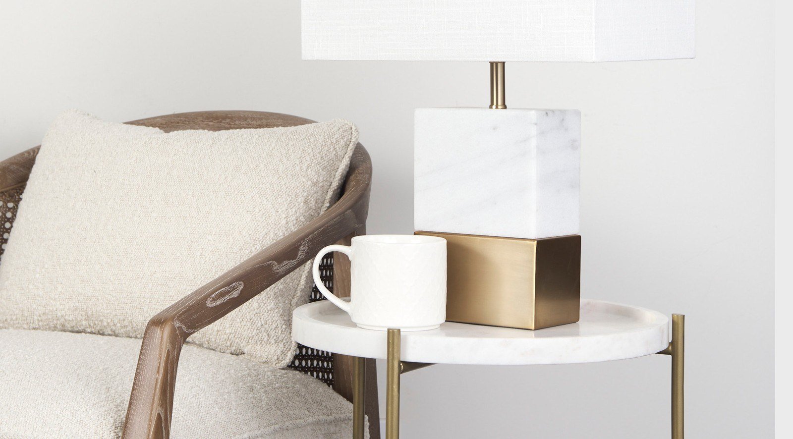 Stella 17L x 17W White Round Marble Top W/Gold Base Accent Table - Image 10