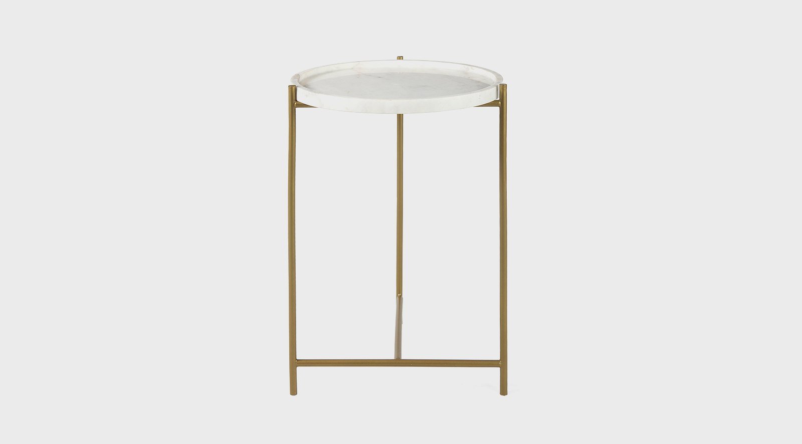 Stella 17L x 17W White Round Marble Top W/Gold Base Accent Table - Image 4