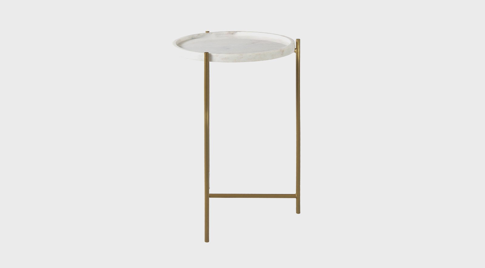 Stella 17L x 17W White Round Marble Top W/Gold Base Accent Table - Image 3
