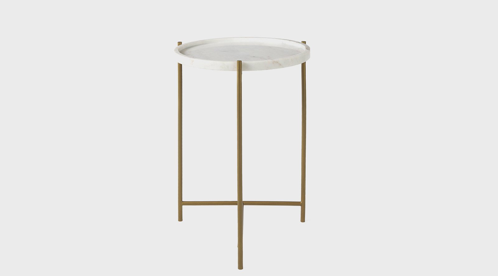 Stella 17L x 17W White Round Marble Top W/Gold Base Accent Table - Image 2