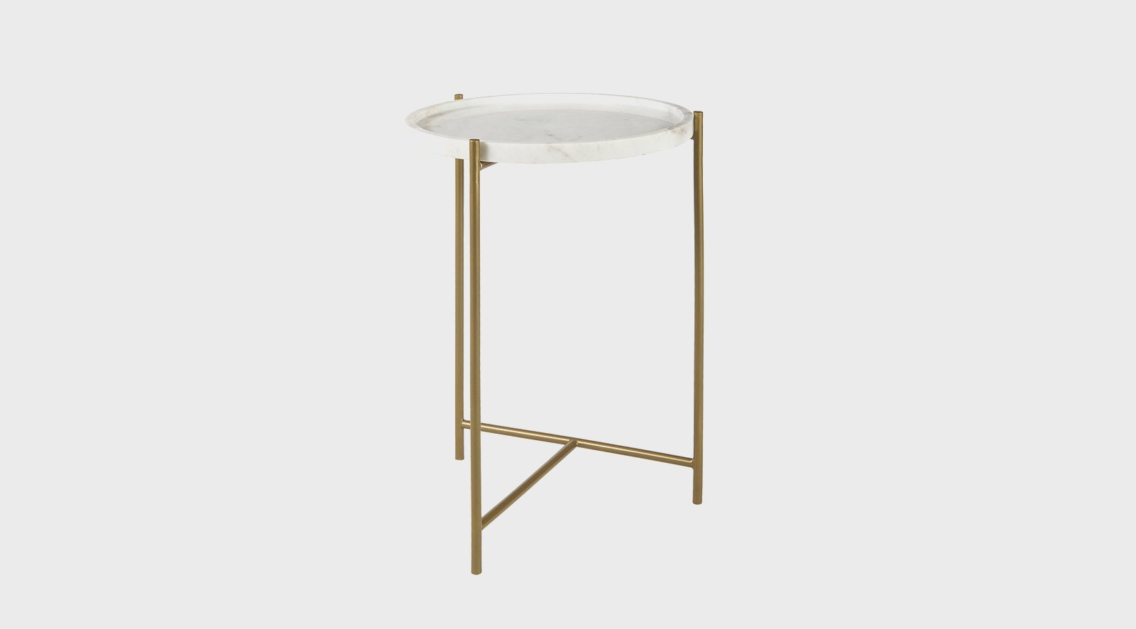 Stella 17L x 17W White Round Marble Top W/Gold Base Accent Table - Image 5