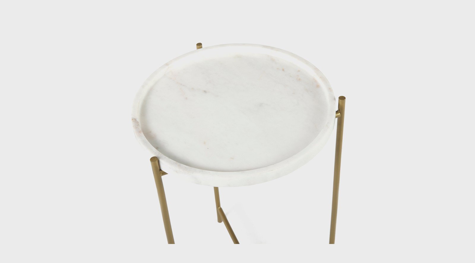 Stella 17L x 17W White Round Marble Top W/Gold Base Accent Table - Image 8