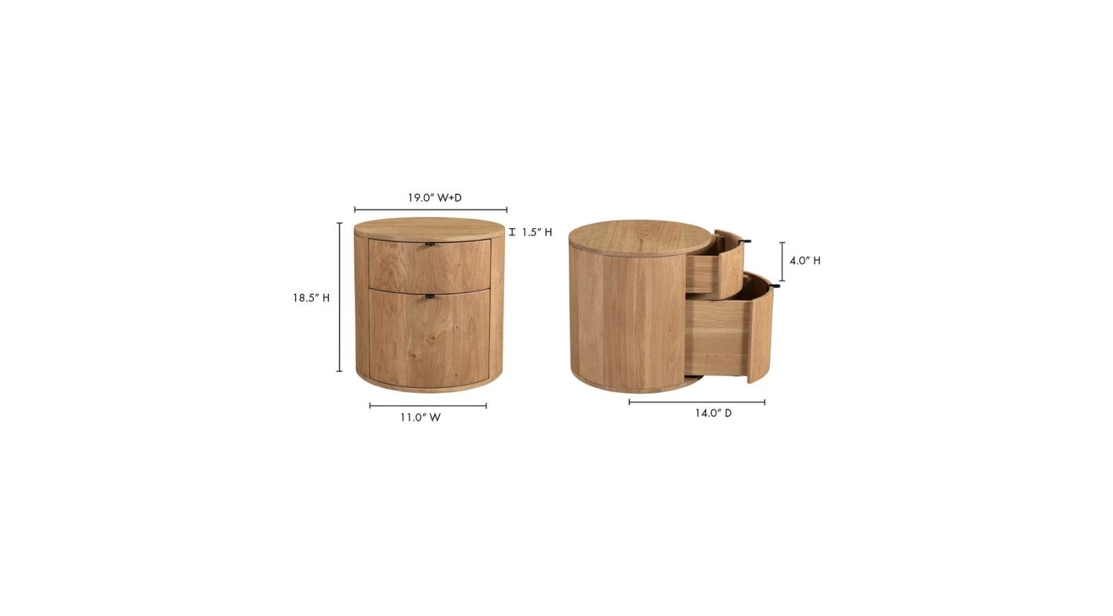Theo Two Drawer Nightstand- Natural - Image 5