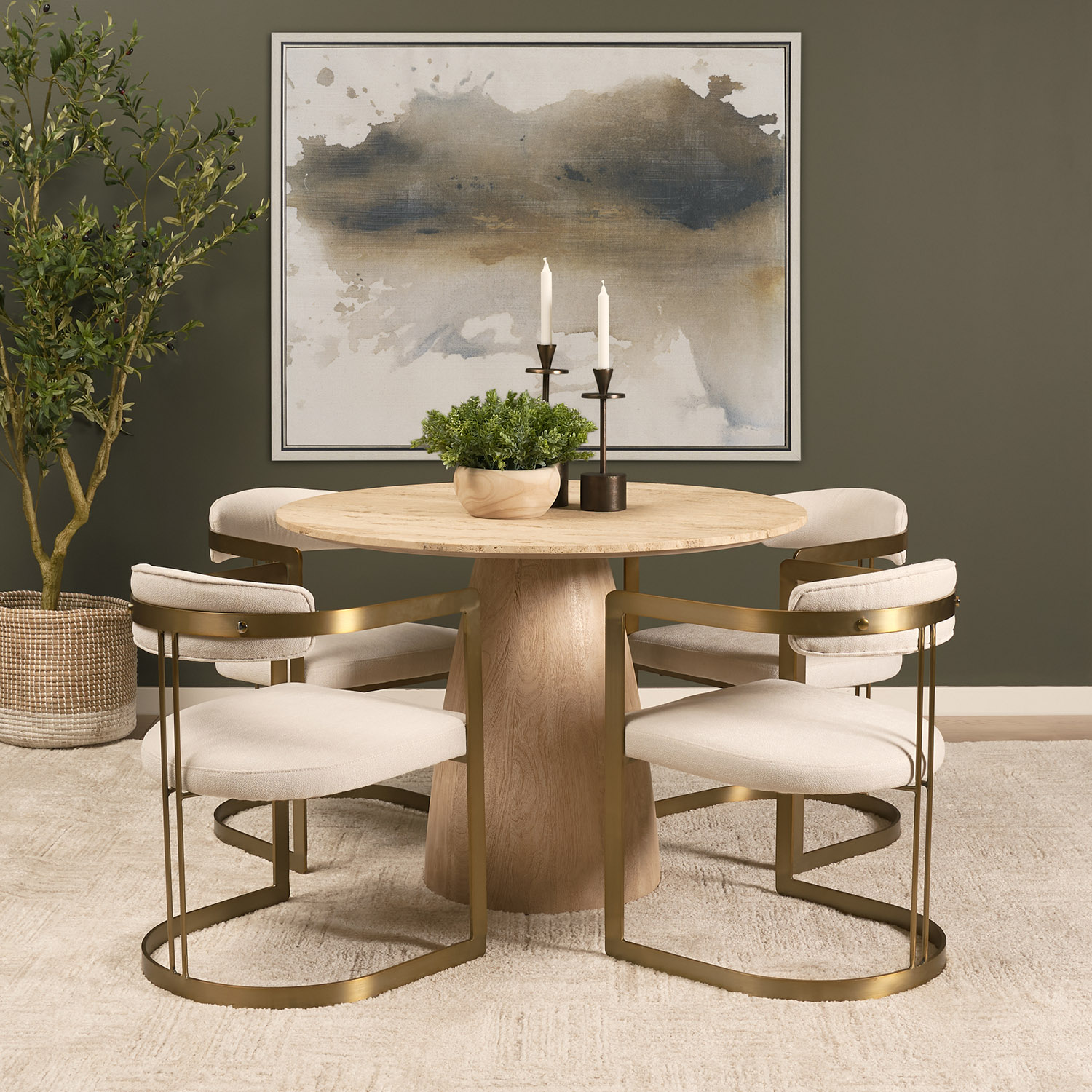 Allyson42'' Travertine Top Dining Table - Image 6