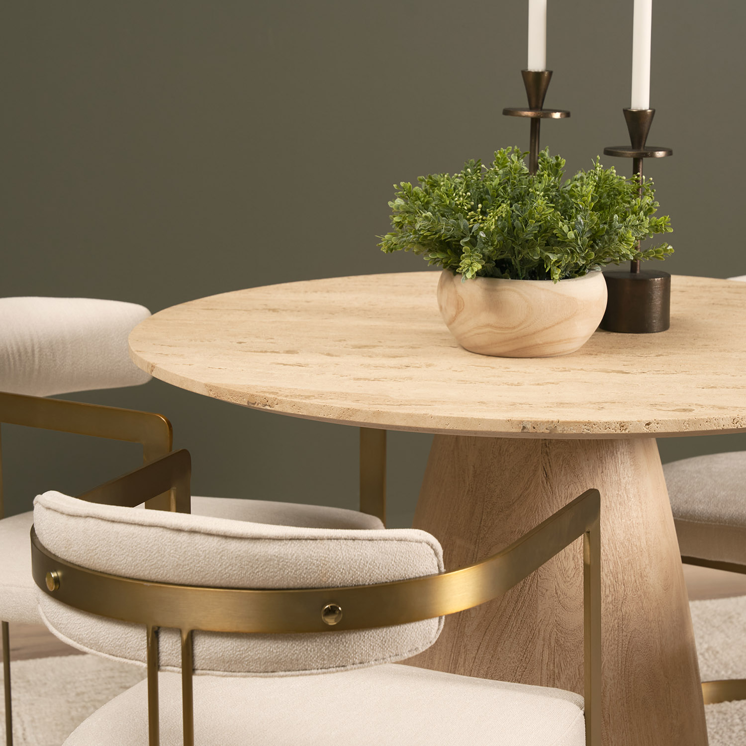Allyson42'' Travertine Top Dining Table - Image 8