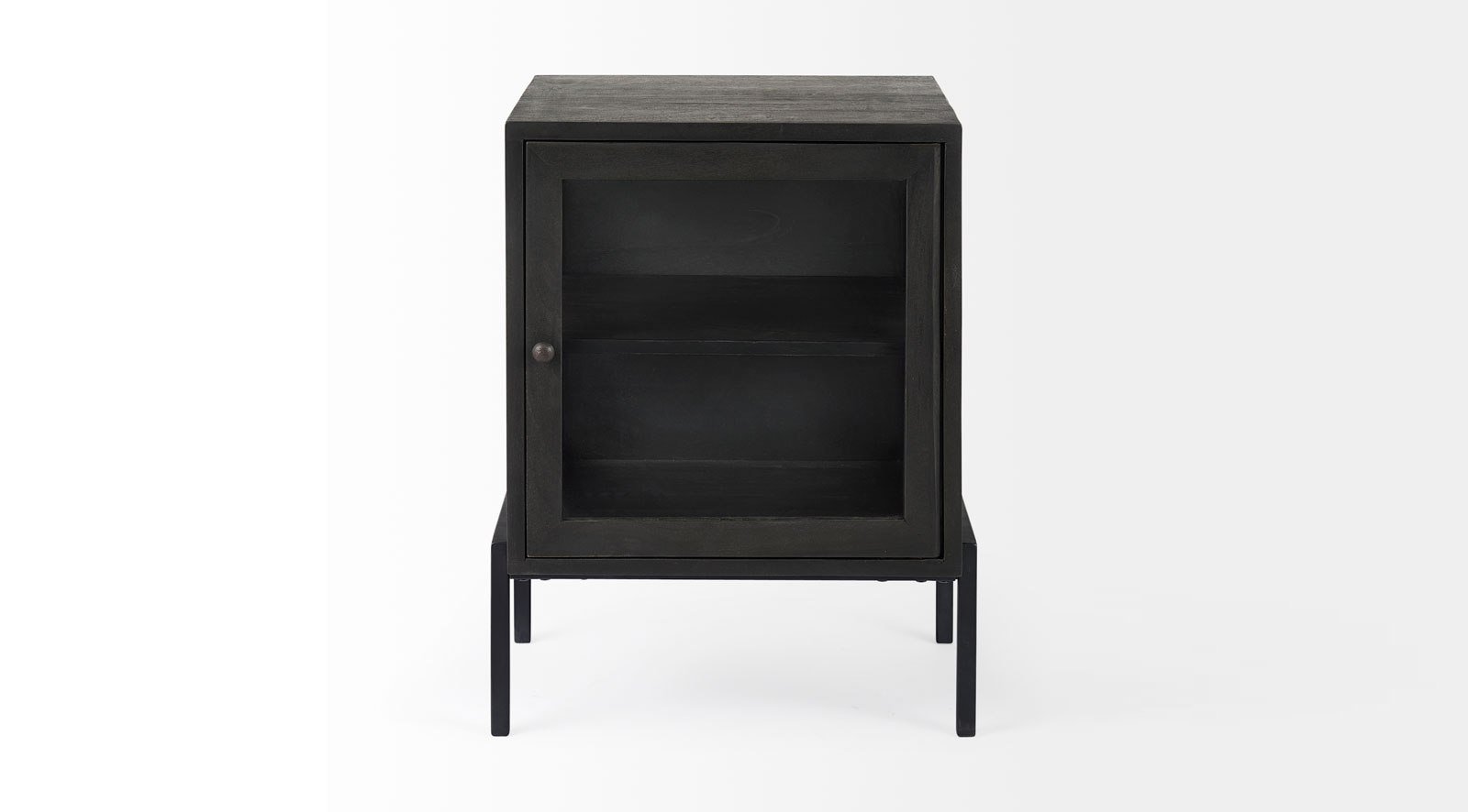 Arelius Dark Brown Wood W/ Black Metal Frame End/Side Table - Image 4