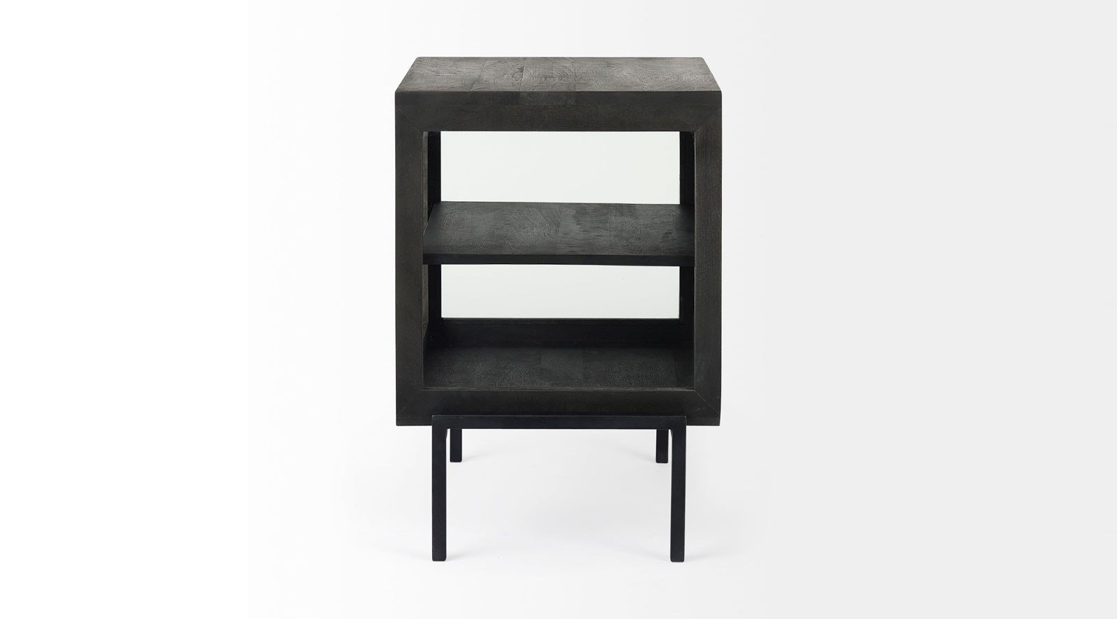 Arelius Dark Brown Wood W/ Black Metal Frame End/Side Table - Image 2
