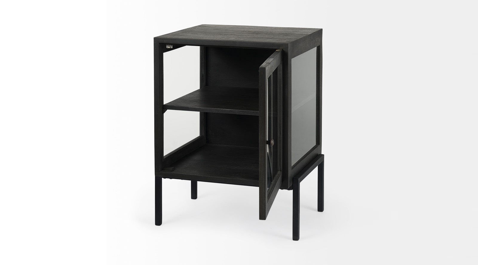 Arelius Dark Brown Wood W/ Black Metal Frame End/Side Table - Image 3