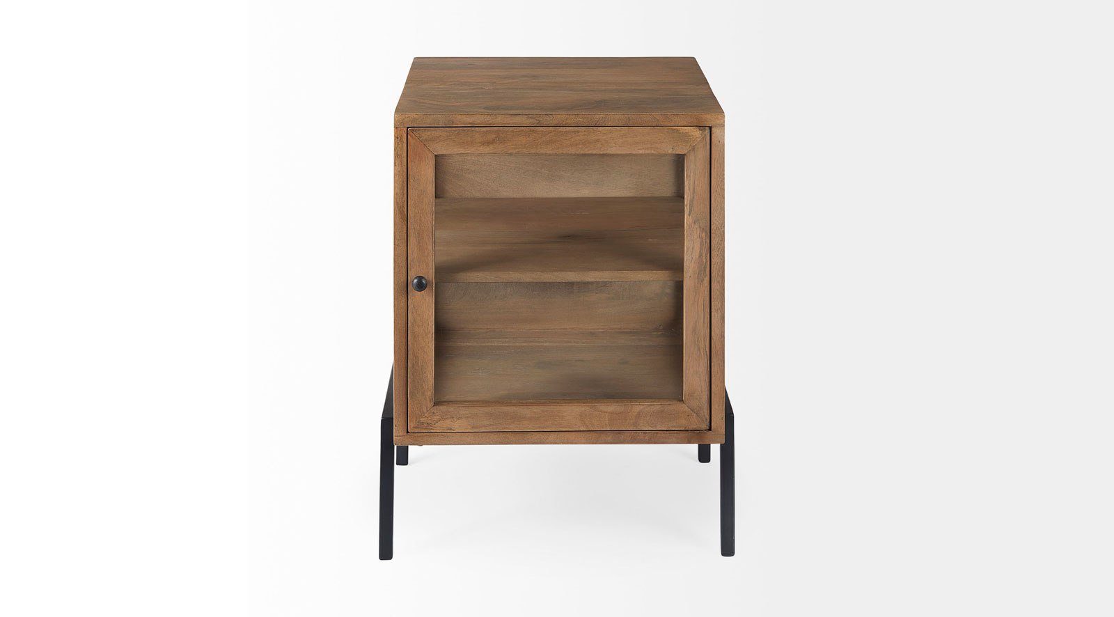 Arelius Light Brown Wood W/ Black Metal Frame End/Side Table - Image 4