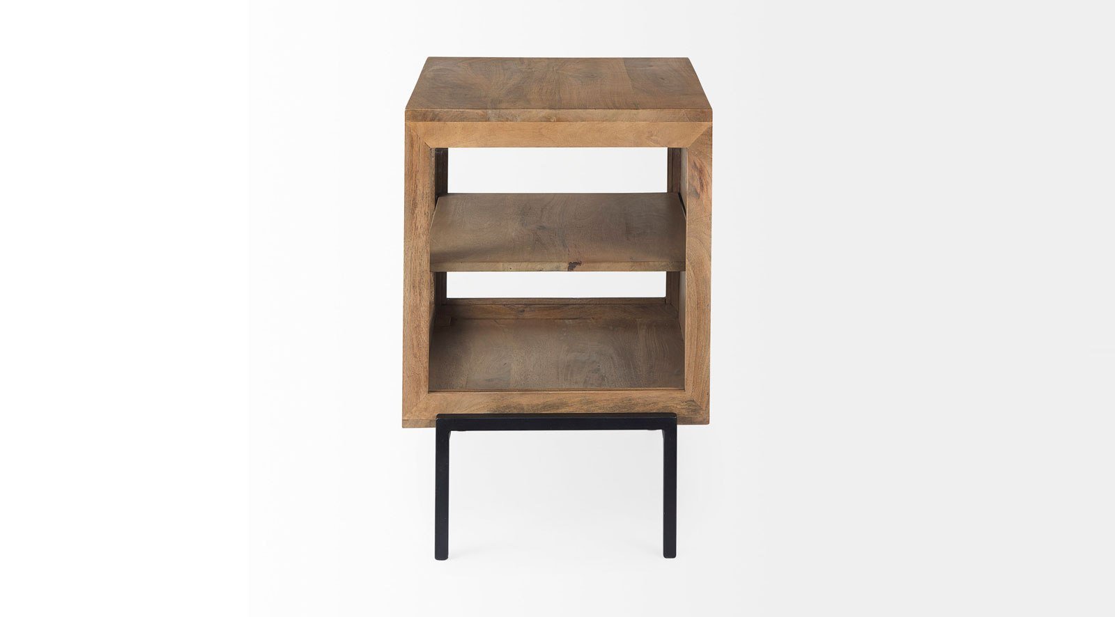 Arelius Light Brown Wood W/ Black Metal Frame End/Side Table - Image 2