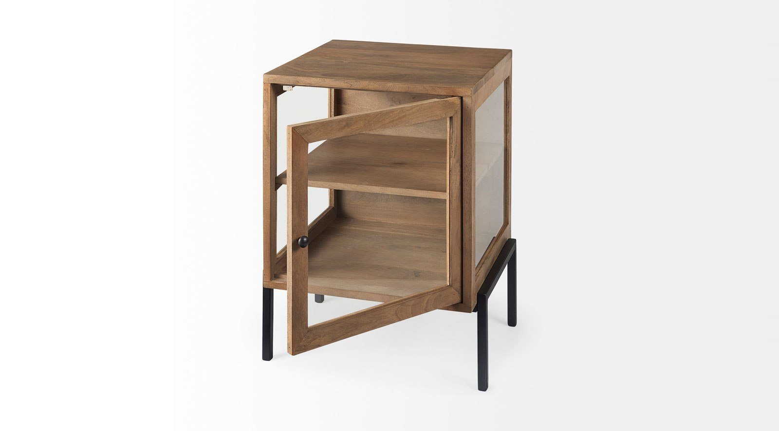 Arelius Light Brown Wood W/ Black Metal Frame End/Side Table - Image 3