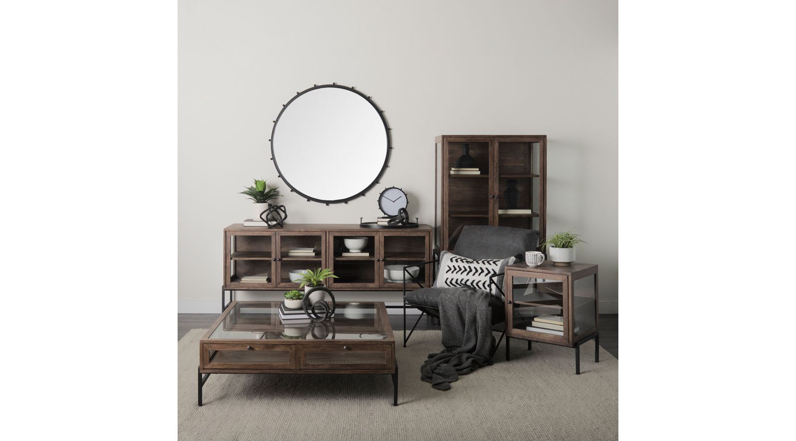 Arelius Medium Brown Wood W/ Black Metal Frame End/Side Table - Image 12