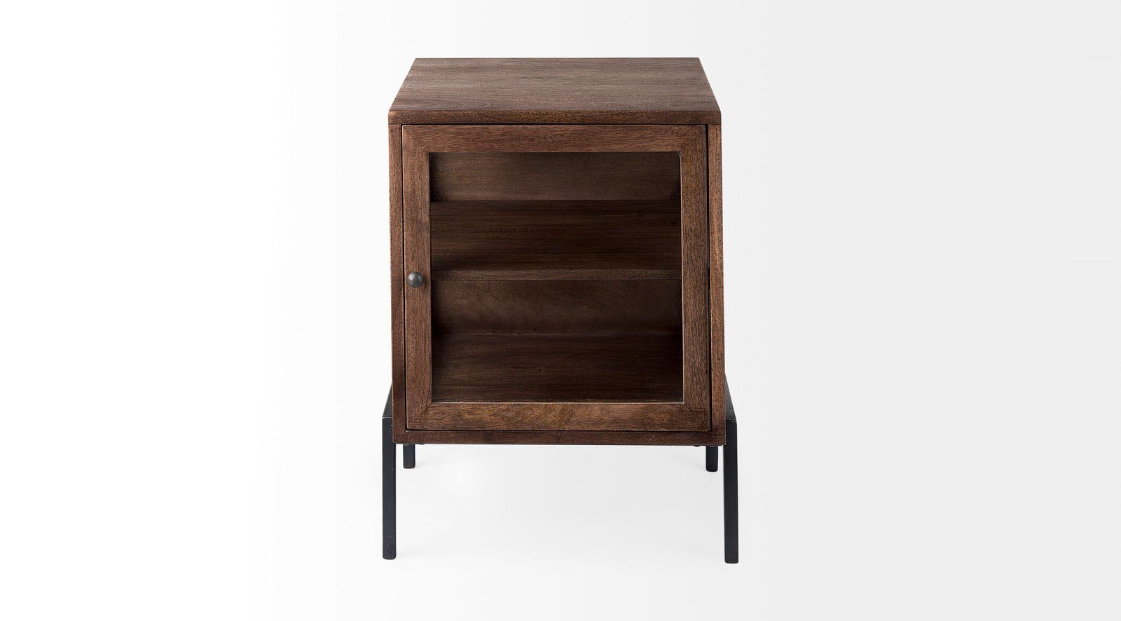 Arelius Medium Brown Wood W/ Black Metal Frame End/Side Table - Image 2