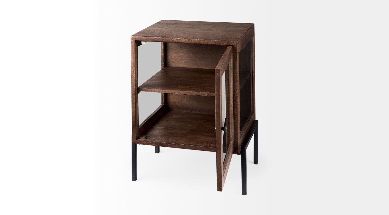Arelius Medium Brown Wood W/ Black Metal Frame End/Side Table - Image 4