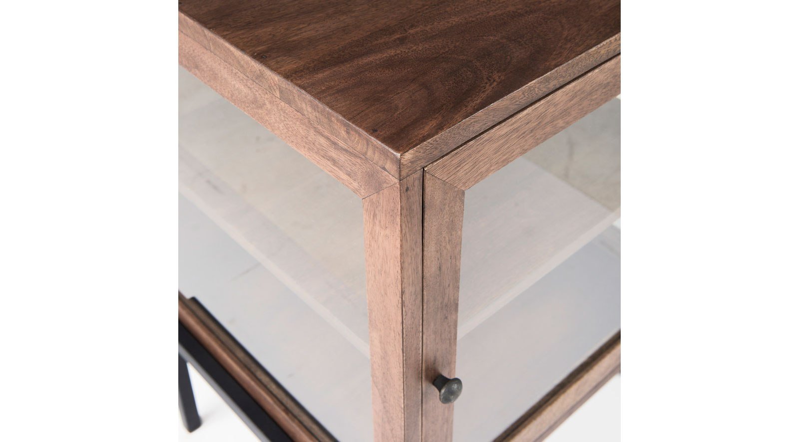 Arelius Medium Brown Wood W/ Black Metal Frame End/Side Table - Image 6