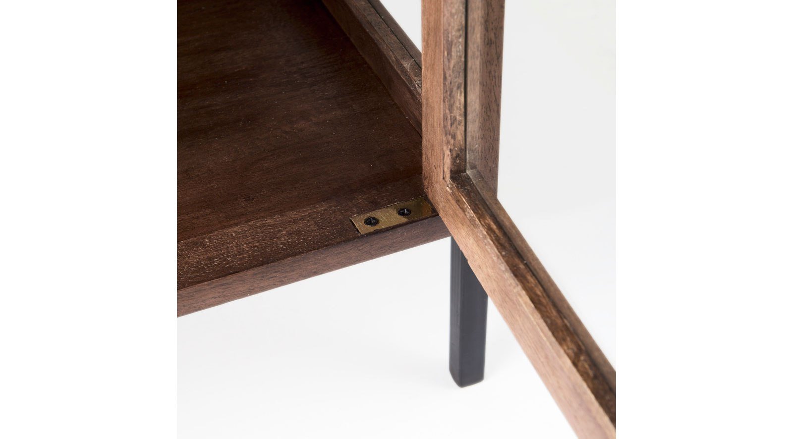 Arelius Medium Brown Wood W/ Black Metal Frame End/Side Table - Image 9