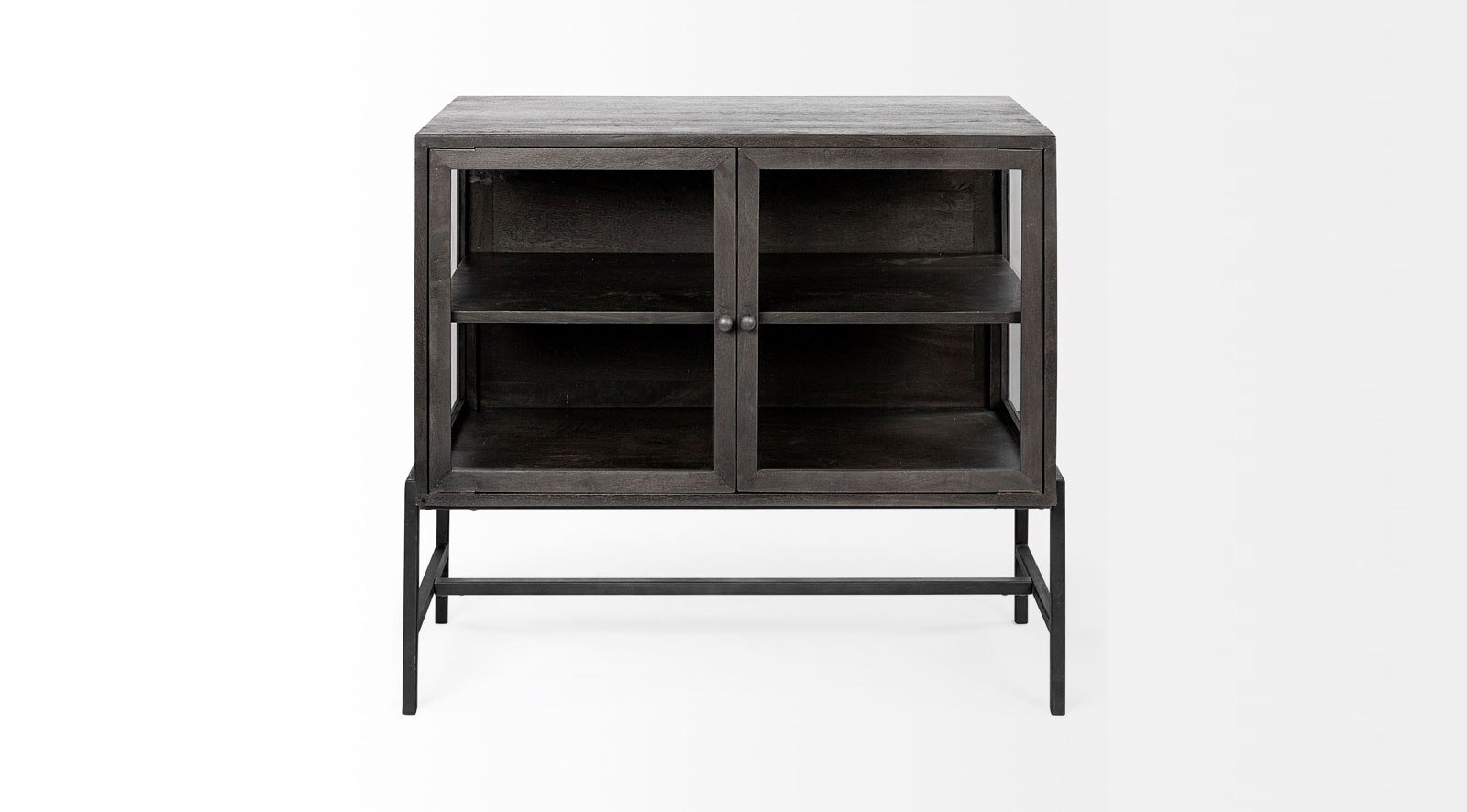 Arelius Dark Brown Wood and Iron 2 Door Accent Cabinet - Image 2