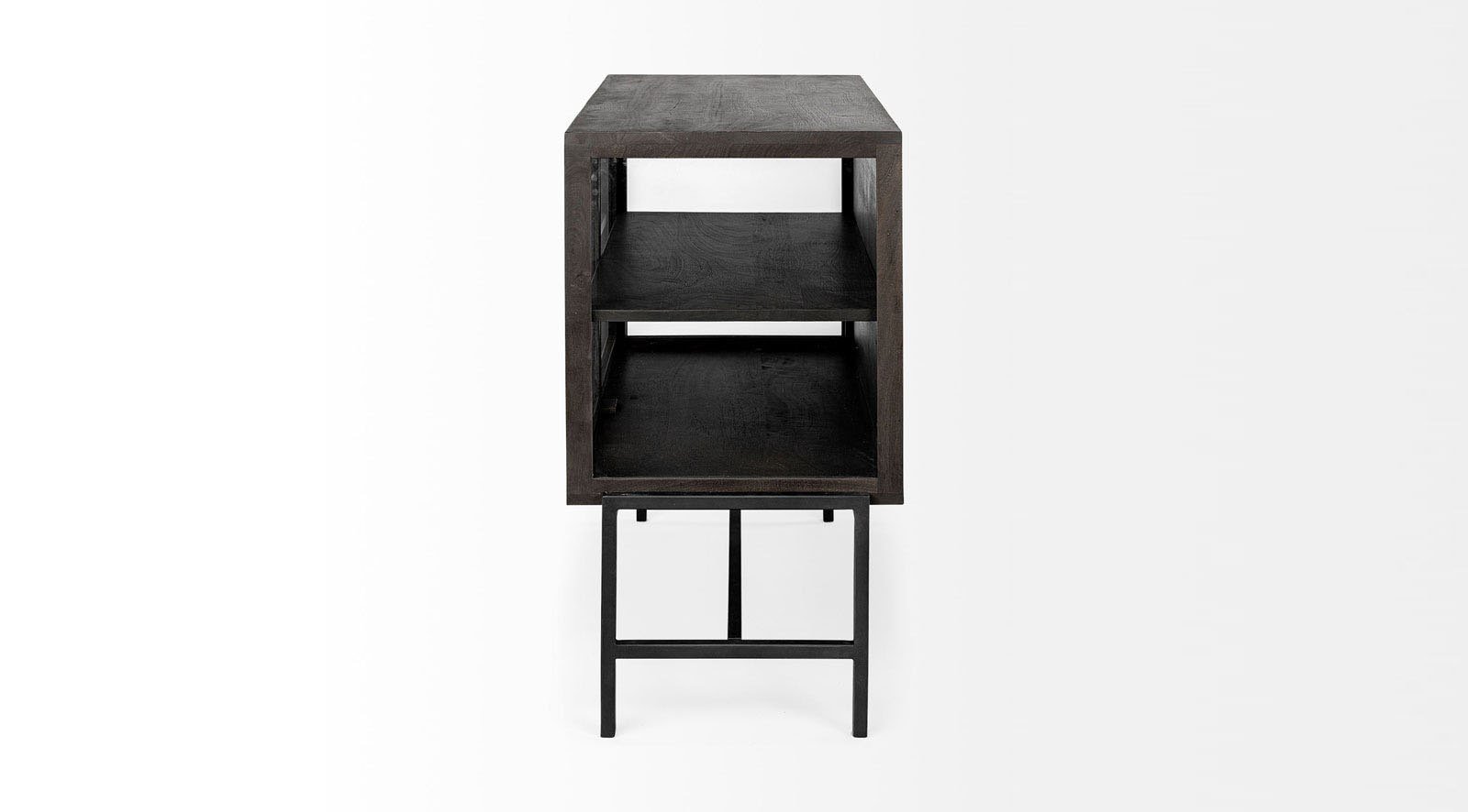 Arelius Dark Brown Wood and Iron 2 Door Accent Cabinet - Image 3