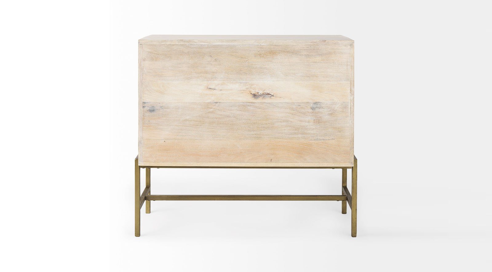 Arelius White Wood W/ Gold Metal Base 2 Door Accent Cabinet - Image 4