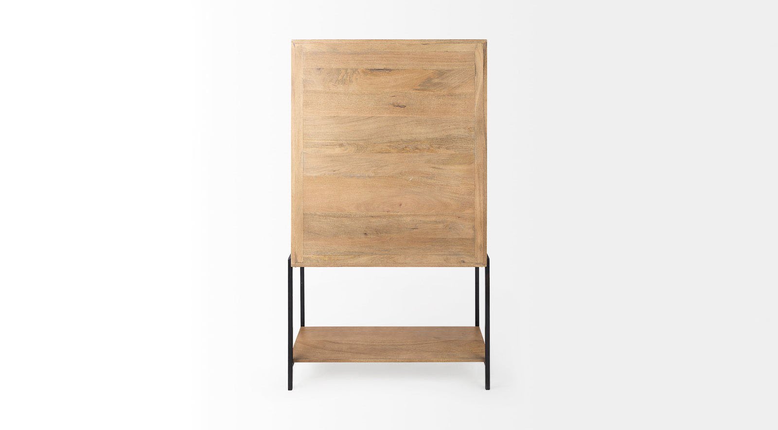 Arelius Light Brown Wood W/ Black Metal Base Display Cabinet - Image 4