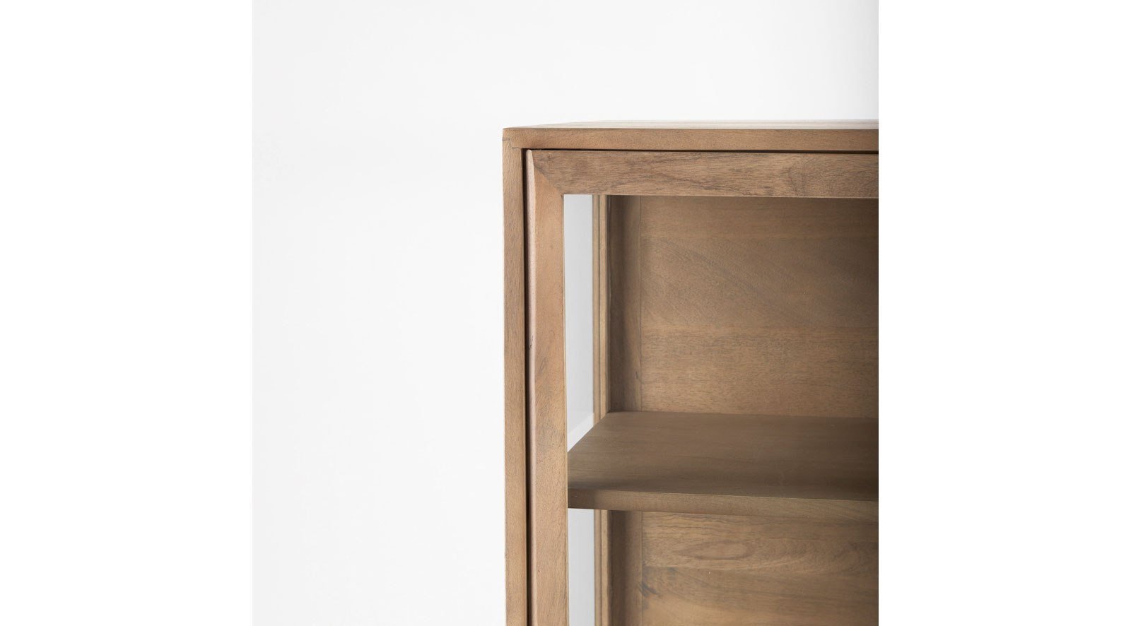 Arelius Light Brown Wood W/ Black Metal Base Display Cabinet - Image 5