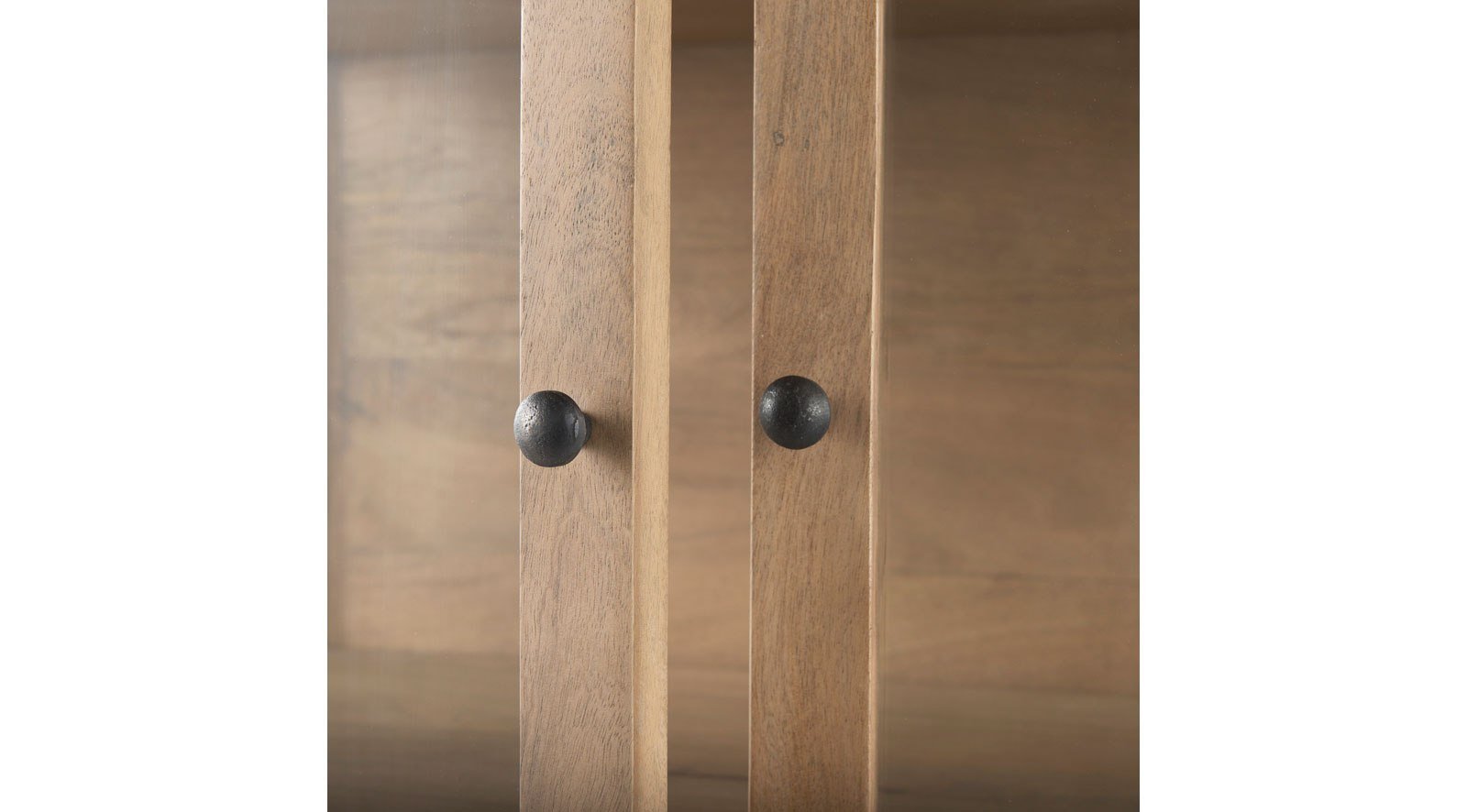 Arelius Light Brown Wood W/ Black Metal Base Display Cabinet - Image 7