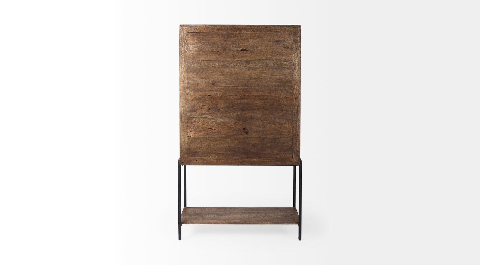 Arelius Medium Brown Wood W/ Black Metal Base Display Cabinet - Image 4