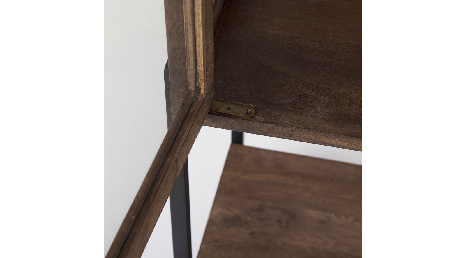 Arelius Medium Brown Wood W/ Black Metal Base Display Cabinet - Image 9