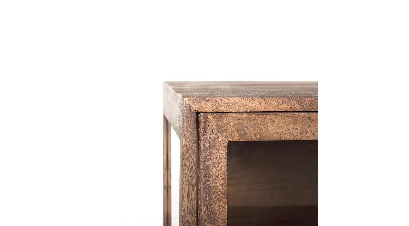 Arelius Medium Brown W/ Black Metal Base 4 Door Glass Cabinet Sideboard - Image 6