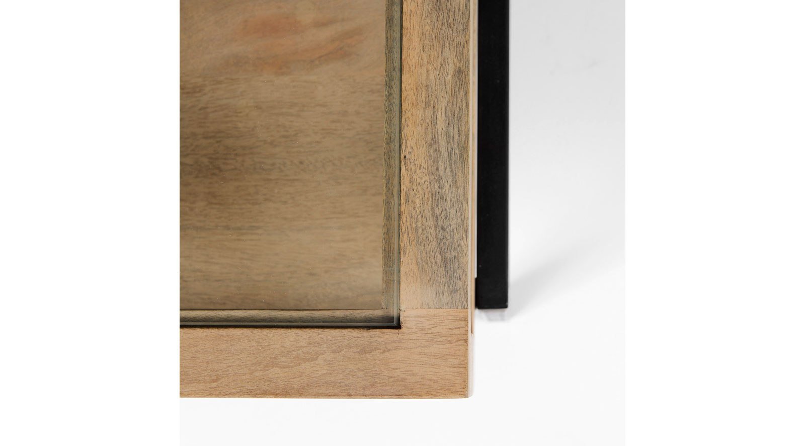 Arelius Light Brown W/ Black Metal Base Square Display Coffee Table - Image 9