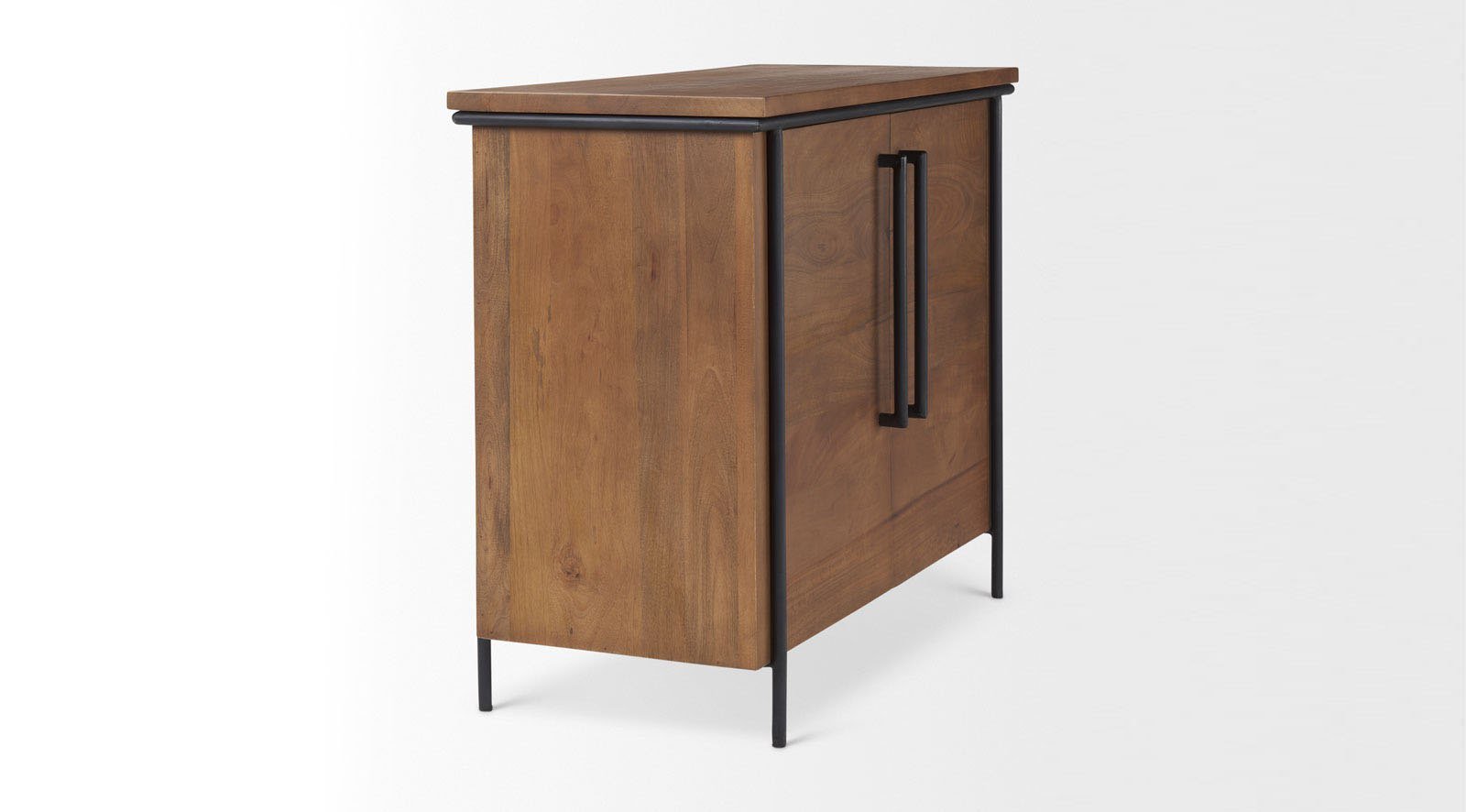 Maddox 40.0L x 18.0W x 32.5H Brown Solid Wood Black Metal 2 Door Accent Cabinet - Image 9