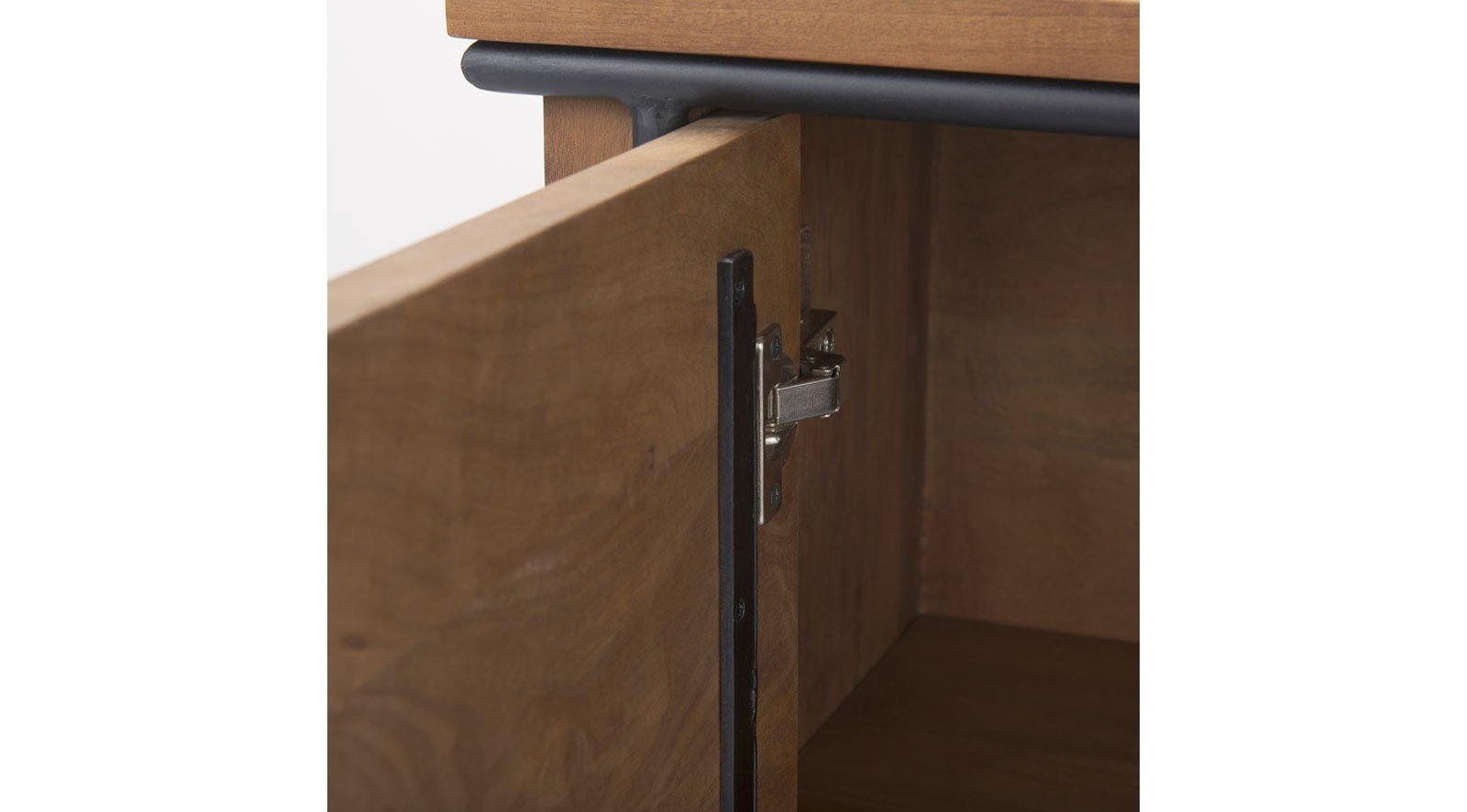 Maddox 40.0L x 18.0W x 32.5H Brown Solid Wood Black Metal 2 Door Accent Cabinet - Image 6