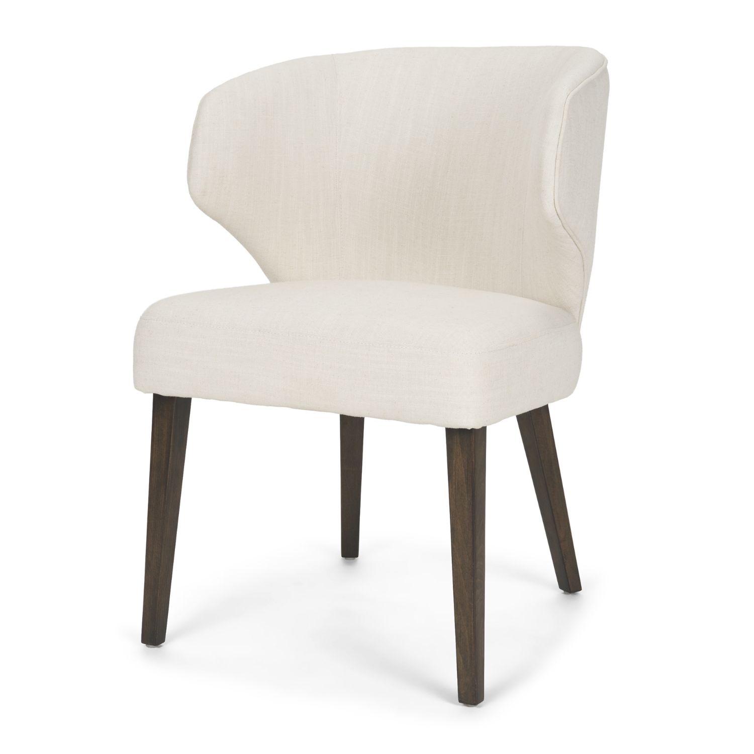 Niles Wingback Dining Chair | Cream Fabric w/ Dark Brown Wooden