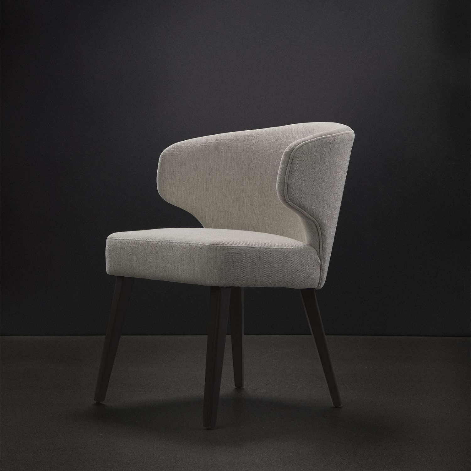Niles Wingback Dining Chair | Cream Fabric w/ Dark Brown Wooden - Image 12
