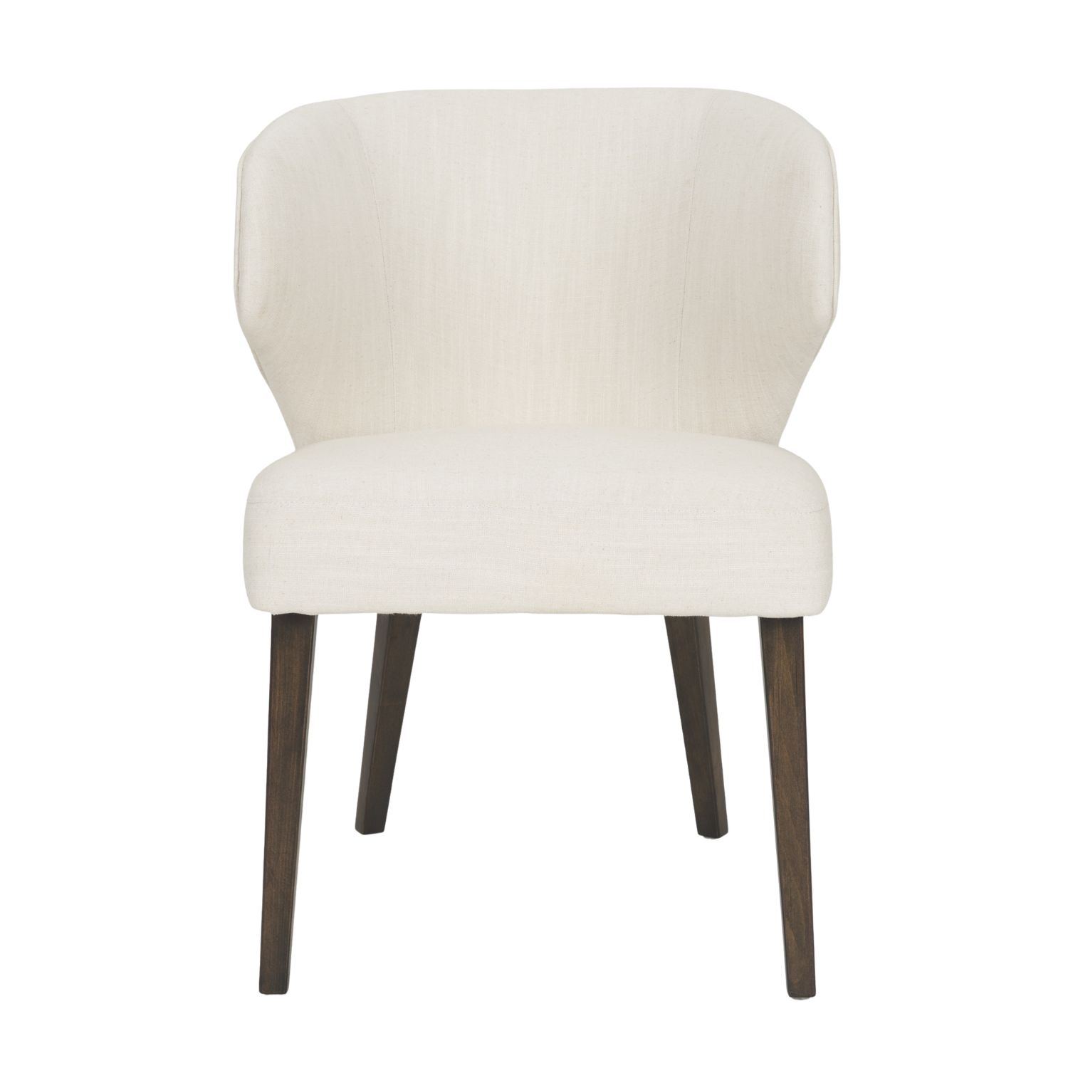 Niles Wingback Dining Chair | Cream Fabric w/ Dark Brown Wooden - Image 2
