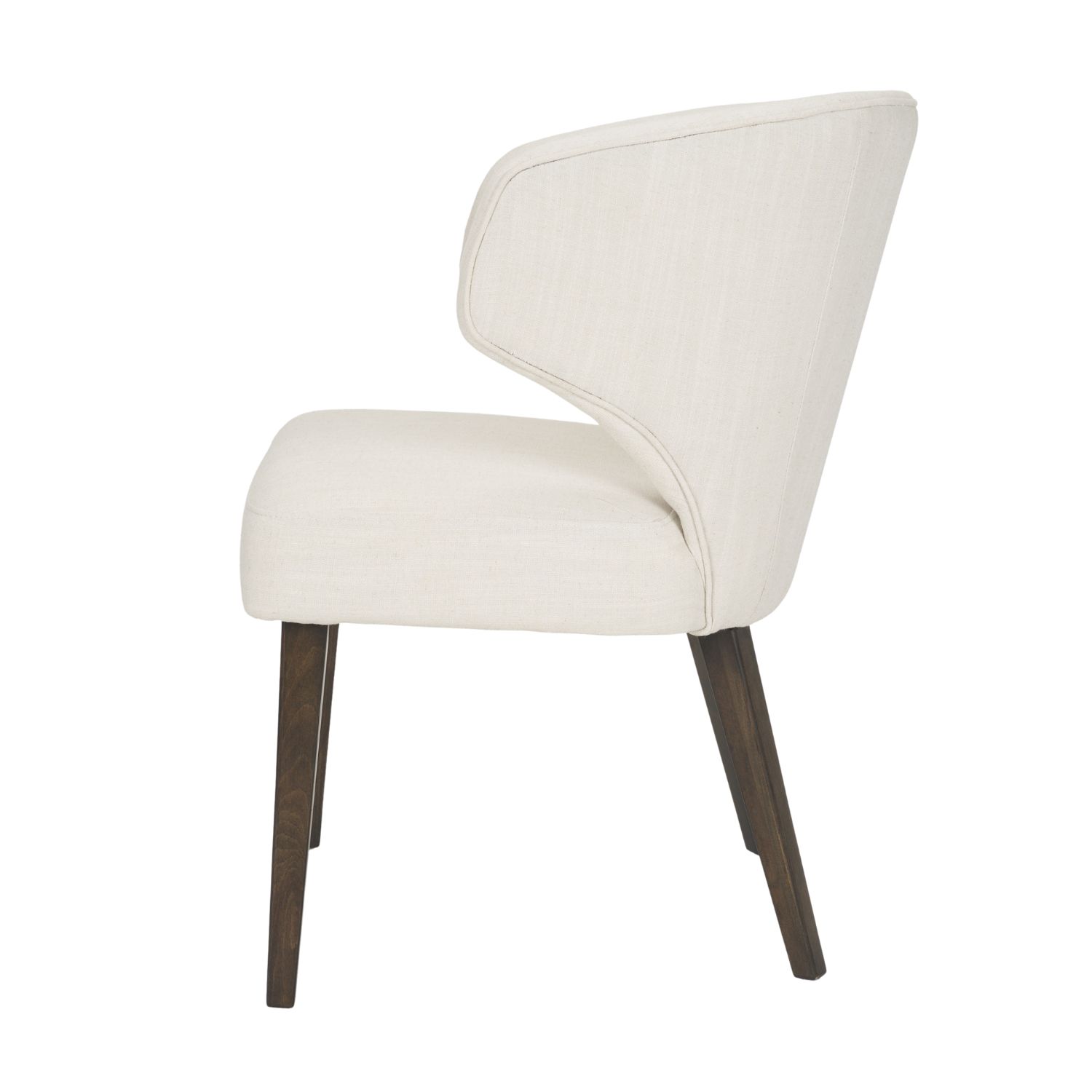 Niles Wingback Dining Chair | Cream Fabric w/ Dark Brown Wooden - Image 3